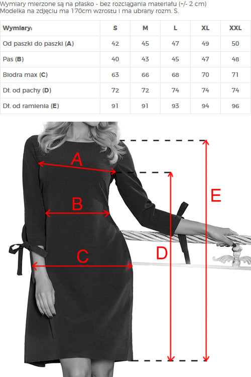 21519-12-195-12 ALICE Trapezowa sukienka mini z kokardą i wiązanymi rękawami - beżowa-12