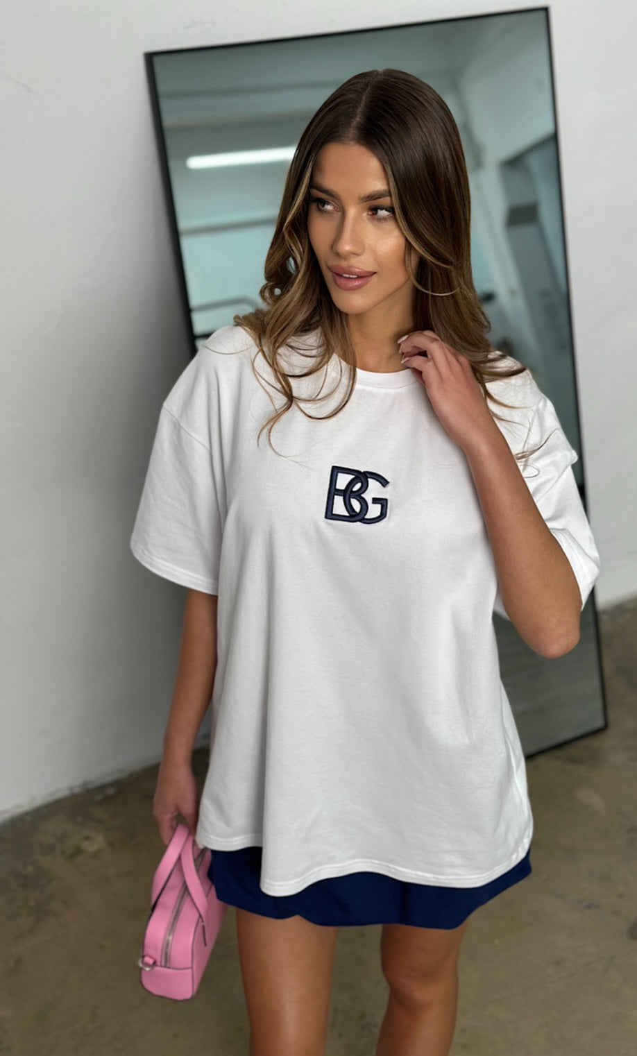 T-SHIRT DAMSKI BG DRUM | BIAŁY – GRANAT