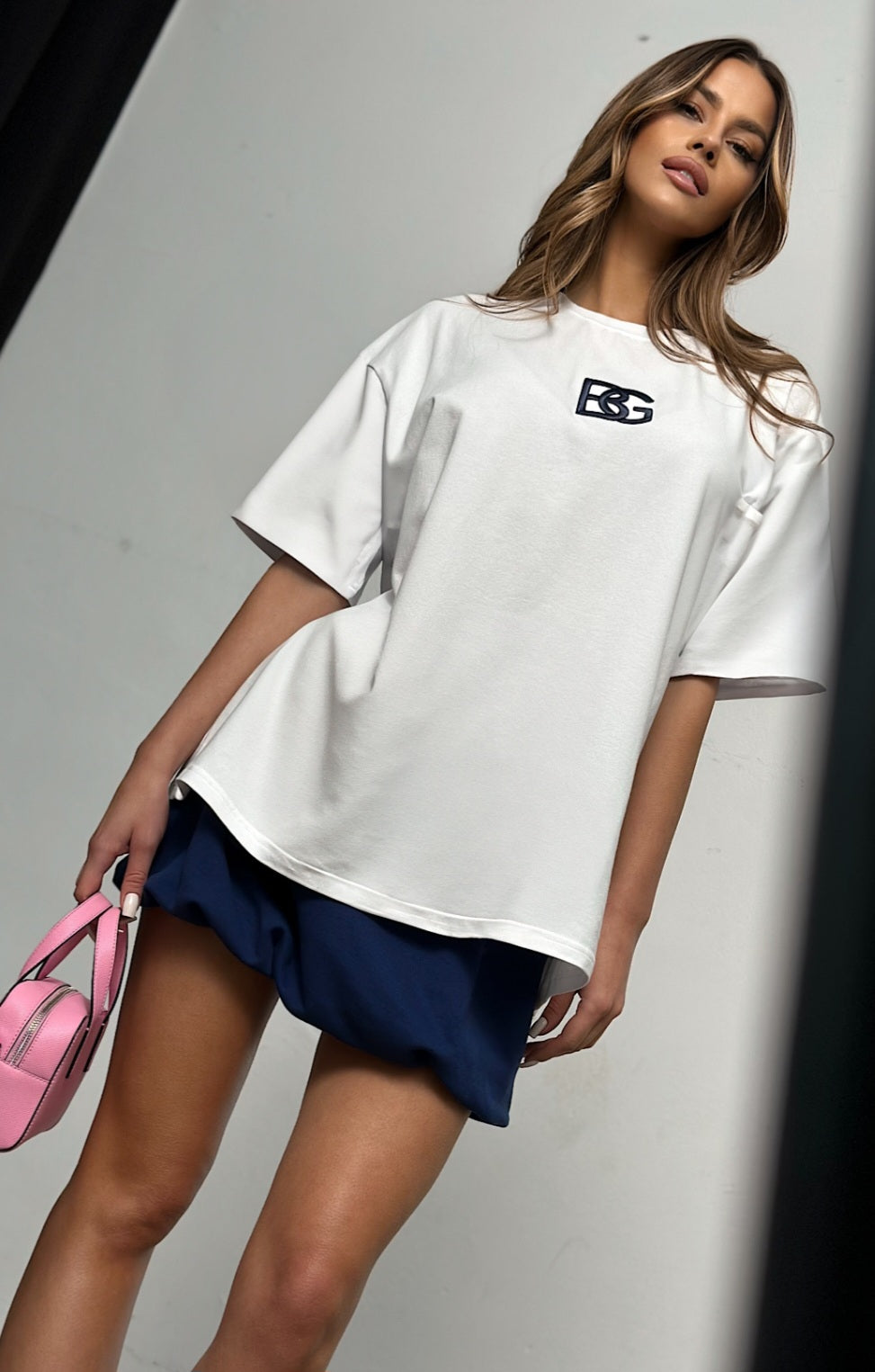 T-SHIRT DAMSKI BG DRUM | BIAŁY – GRANAT