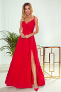 14278-1-299-1 CHIARA elegancka maxi długa suknia na ramiączkach - CZERWONA-1