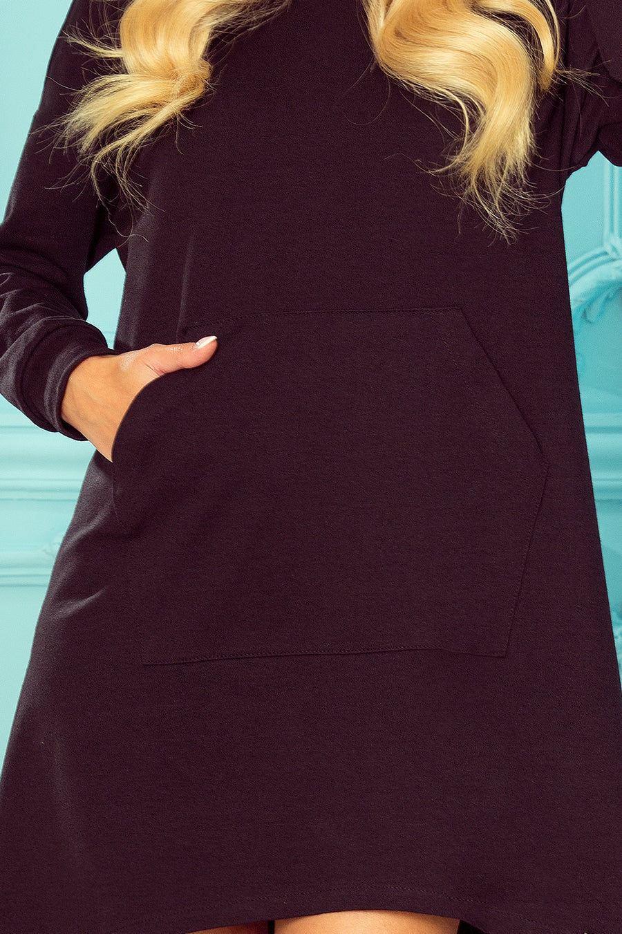 14936-5-328-2 AMELIA Bluza kangurka z kapturem - CZARNA-5
