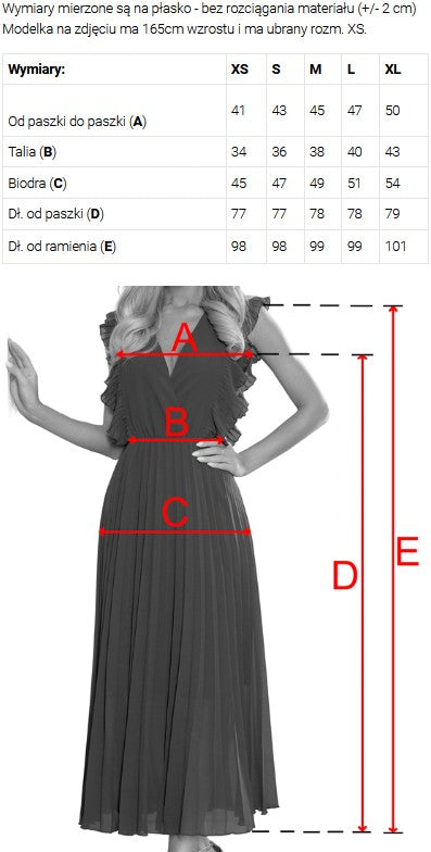 21514-13-479-12 NINA elegancka sukienka z kopertowym dekoltem, rękawkiem i paskiem - błękit królewski-13