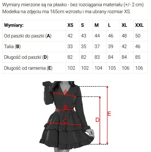 21739-9-657-2 Elegancka sukienka midi z kopertowym dekoltem i tiulowymi rękawami - beżowa-9