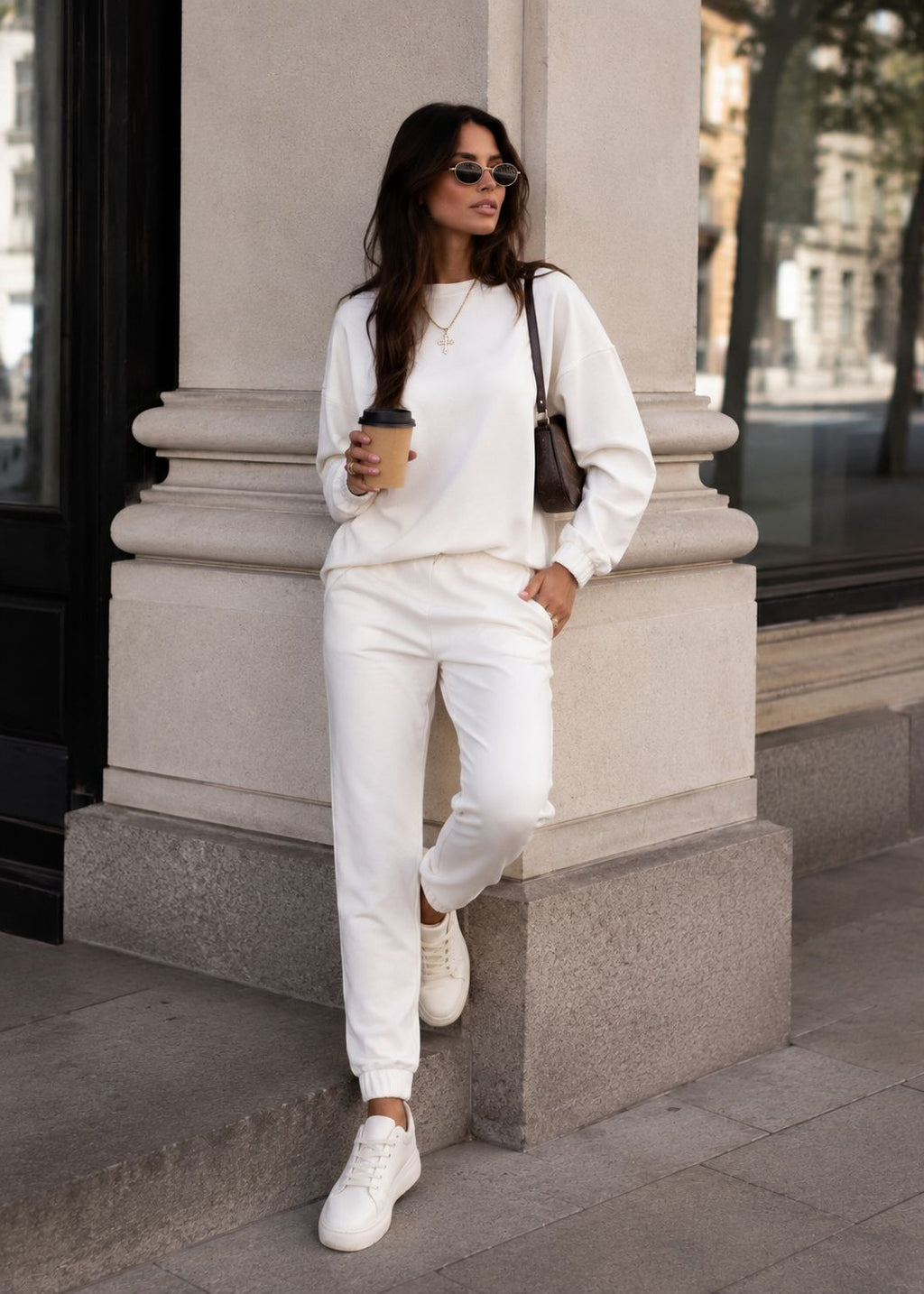 Komplet Damski MONACO ECRU – 100% Bawełna, Dres Oversize Premium