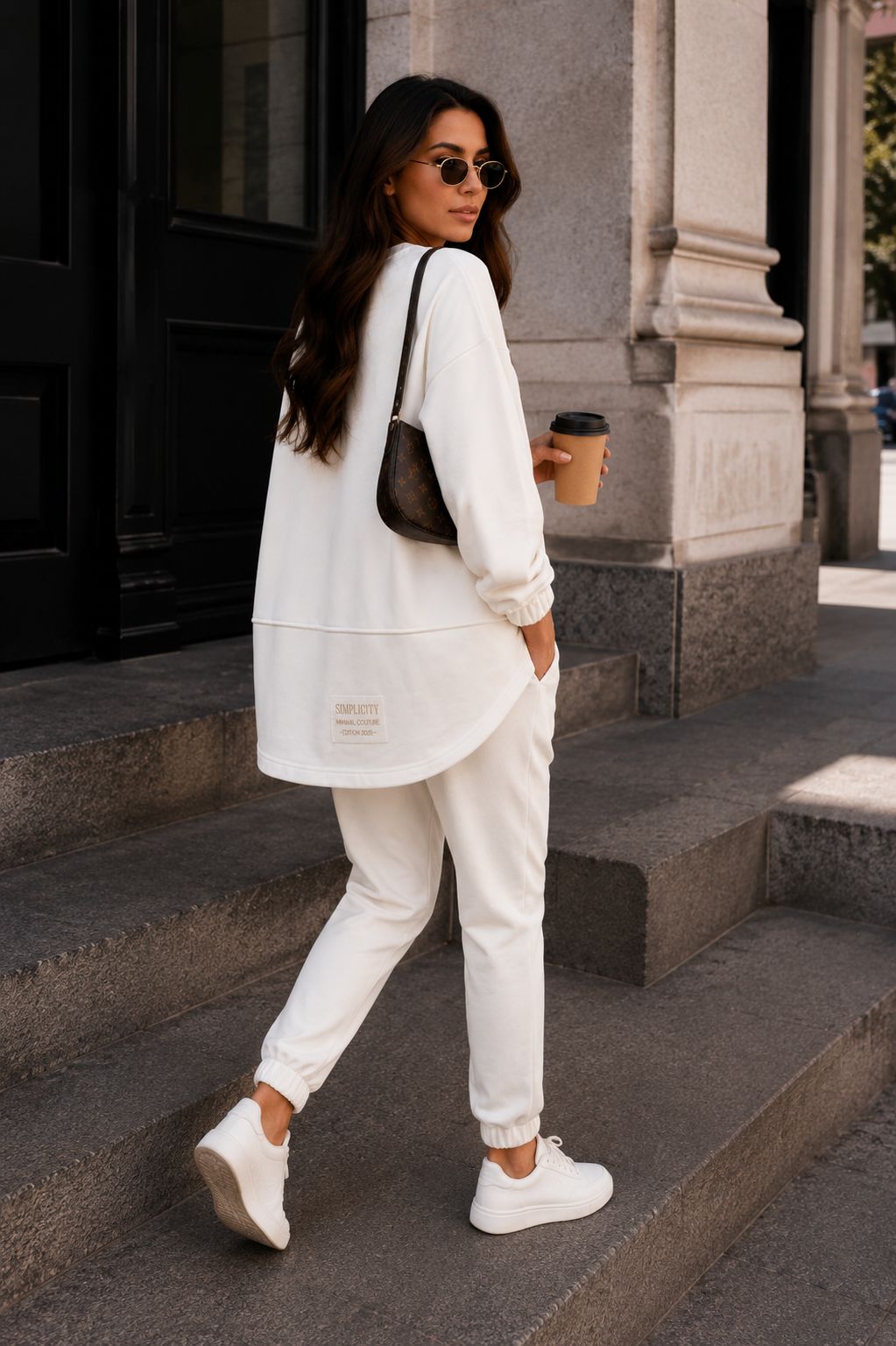 Komplet Damski MONACO ECRU – 100% Bawełna, Dres Oversize Premium