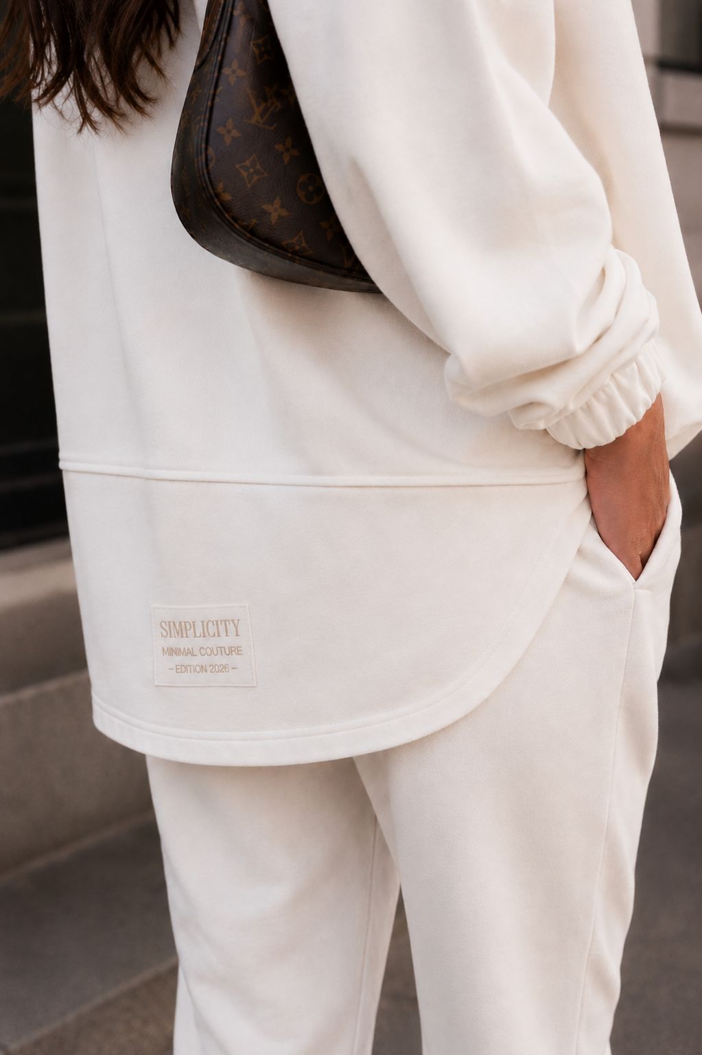 Komplet Damski MONACO ECRU – 100% Bawełna, Dres Oversize Premium